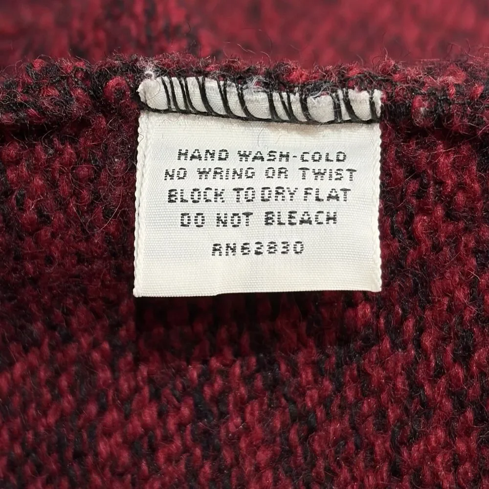 Vintage Lands End Wool Sweater Mens XL Tall Crewneck Marled Red Jumper Outdoor